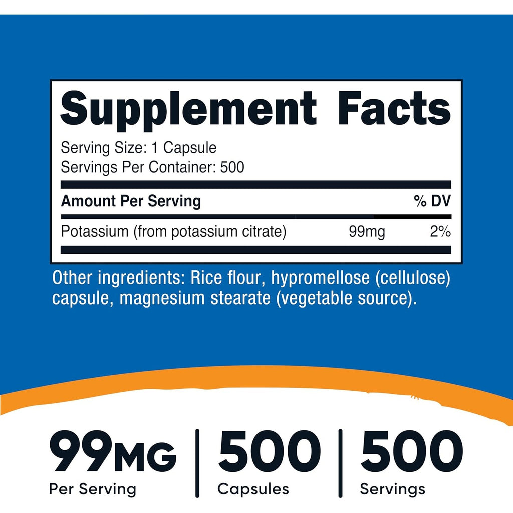 Nutricost Citrato de Potasio 99 mg 500 Cápsulas