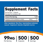 Nutricost Citrato de Potasio 99 mg 500 Cápsulas