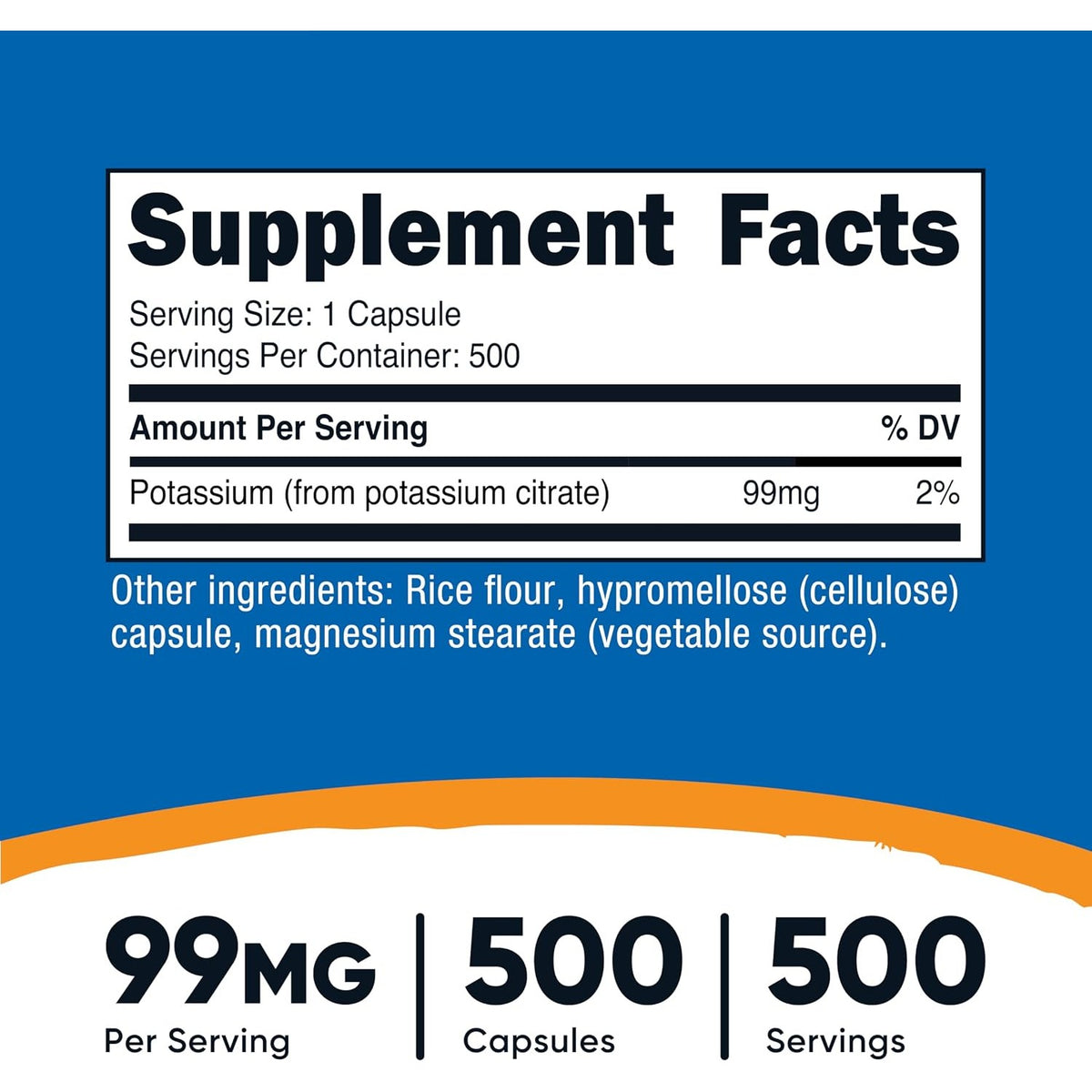 Nutricost Citrato de Potasio 99 mg 500 Cápsulas