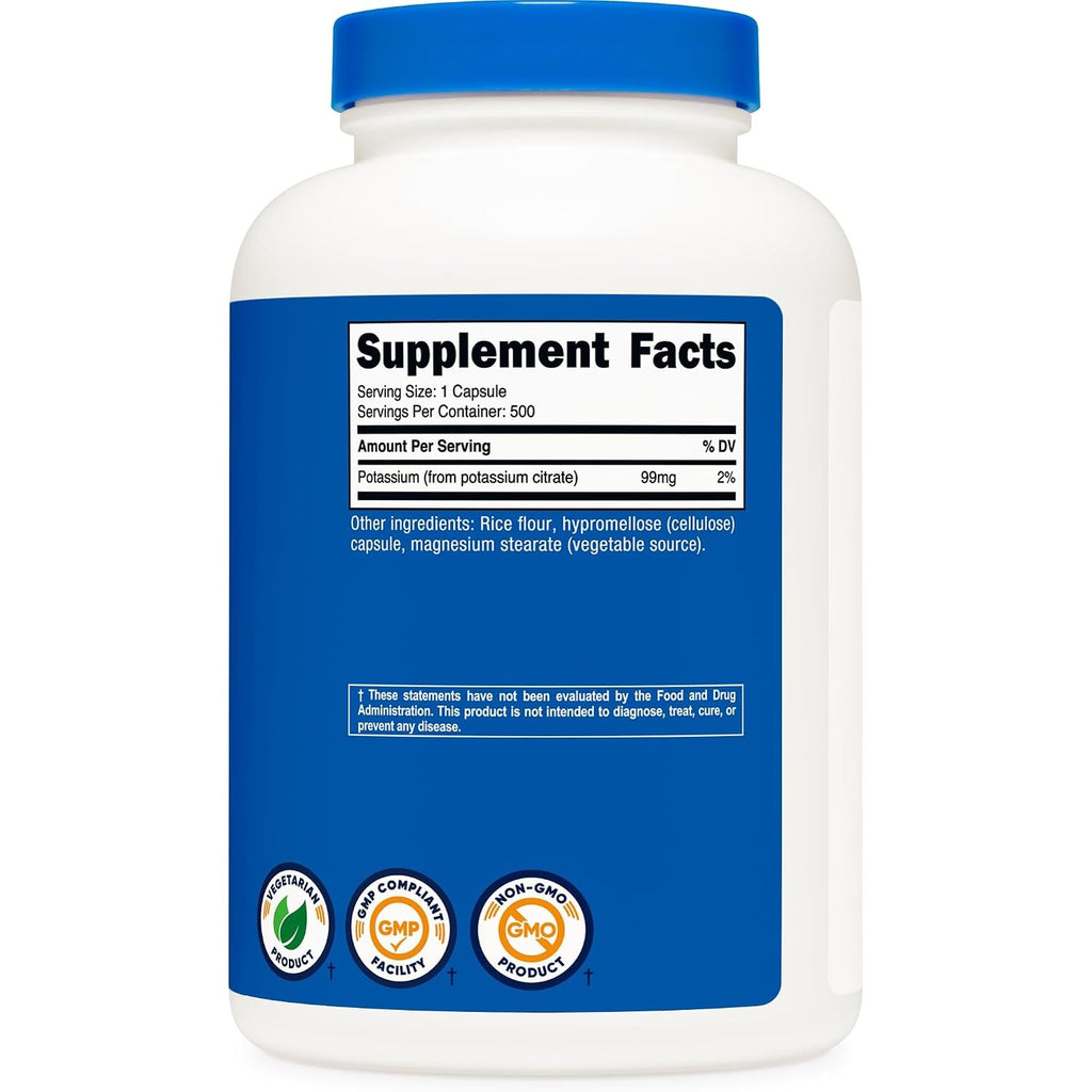 Nutricost Citrato de Potasio 99 mg 500 Cápsulas