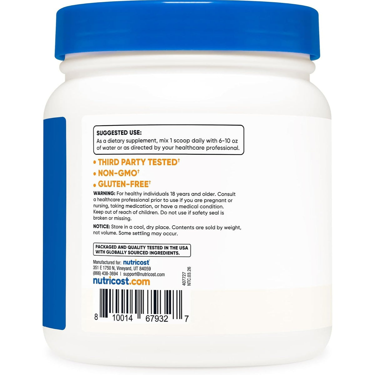 Nutricost L-Citrulina en Polvo 600 g 200 Porciones