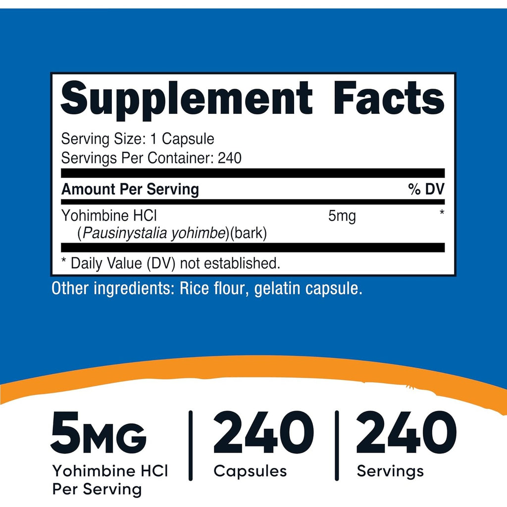 Nutricost Yohimbina 5 Mg 240 Cápsulas