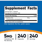 Nutricost Yohimbina 5 Mg 240 Cápsulas