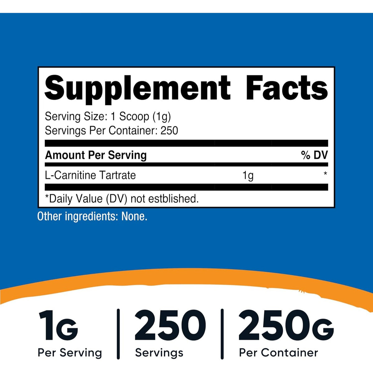 Nutricost Tartrato de L-Carnitina en Polvo 250 g 250 Porciones