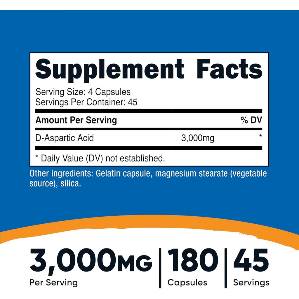 Nutricost Ácido D-Aspártico 3000 mg 180 Cápsulas