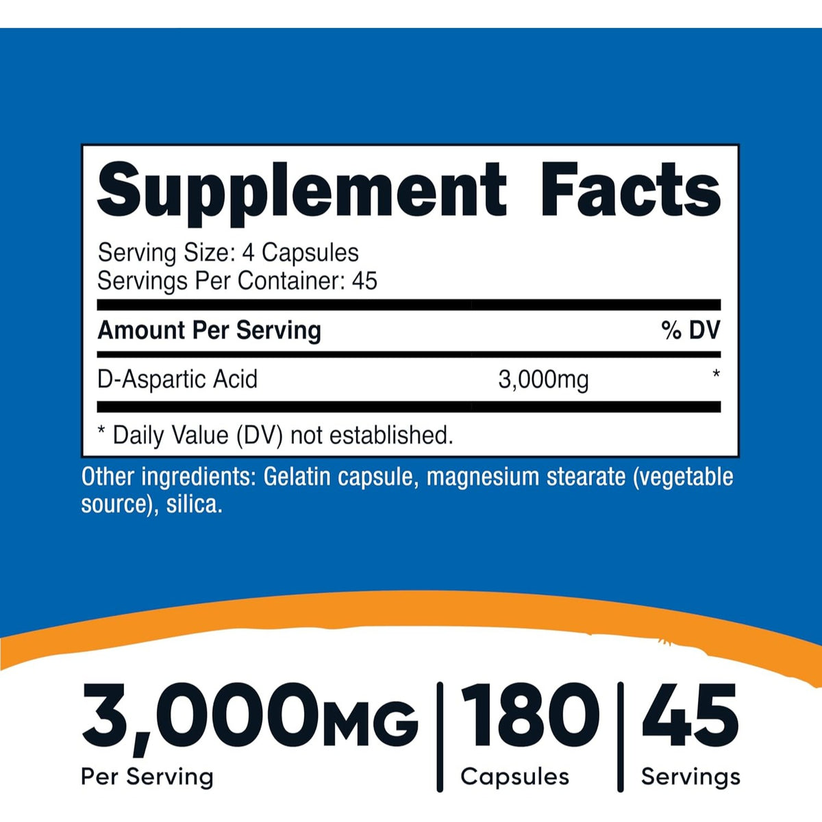 Nutricost Ácido D-Aspártico 3000 mg 180 Cápsulas