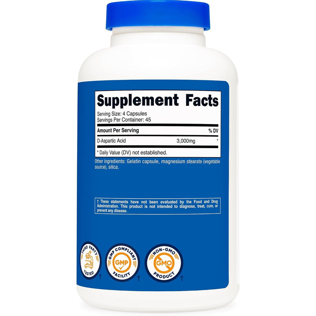 Nutricost Ácido D-Aspártico 3000 mg 180 Cápsulas