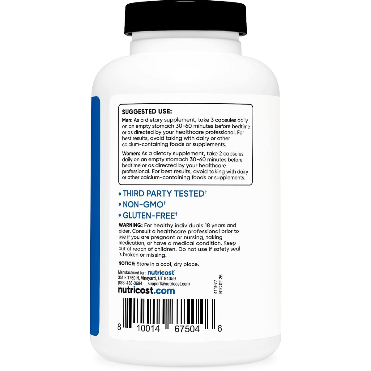 Nutricost ZMA 490 mg 180 Cápsulas