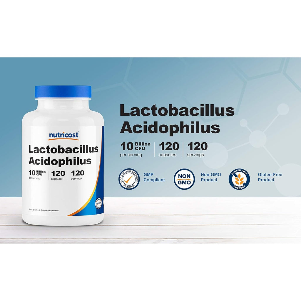 Nutricost Lactobacillus Acidophilus 10 mil millones UFC 120 Cápsulas Vegetales