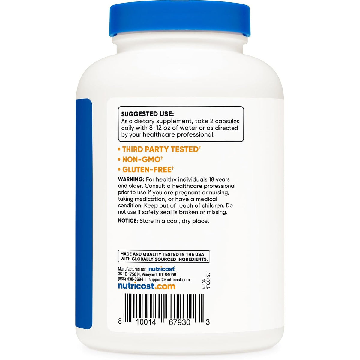 Nutricost Tartrato de L-carnitina 1000 mg 240 Cápsulas