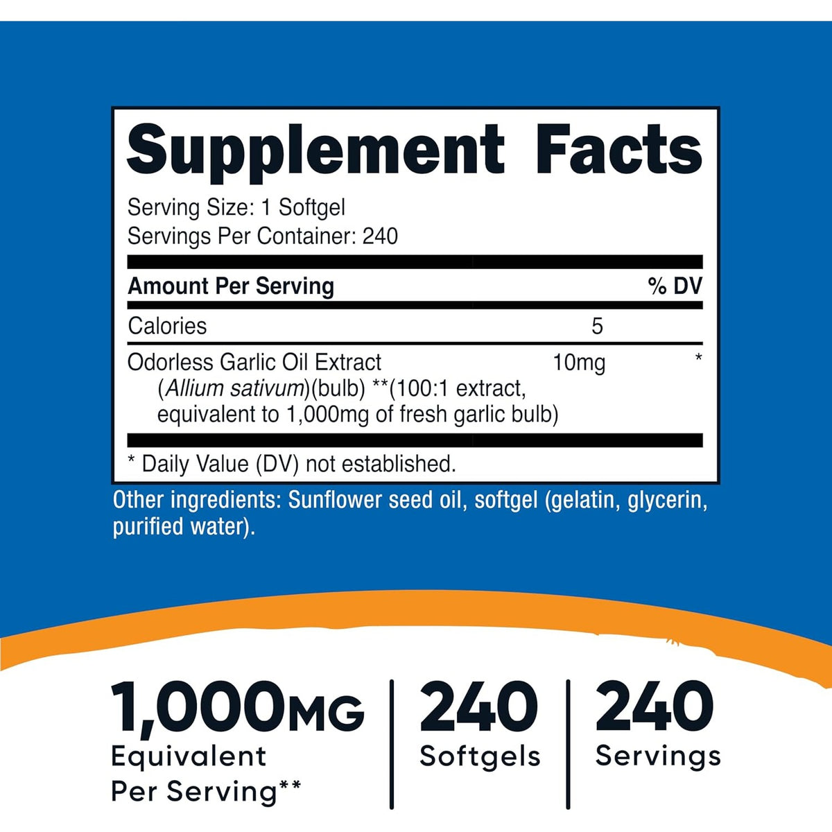 Nutricost Ajo 1000 mg 240 Cápsulas Blandas