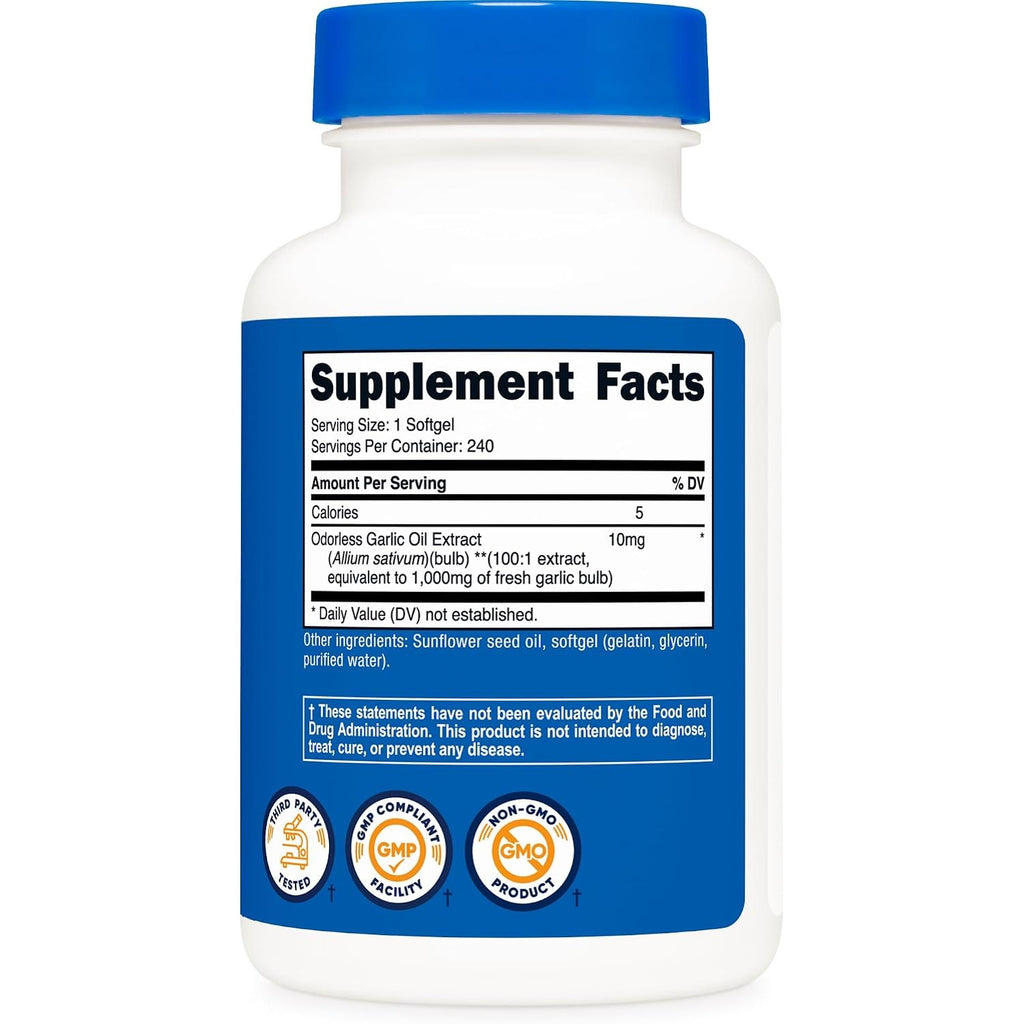 Nutricost Ajo 1000 mg 240 Cápsulas Blandas