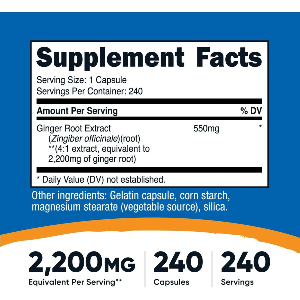 Nutricost Extracto de Raíz de Jengibre 550 mg 240 Cápsulas