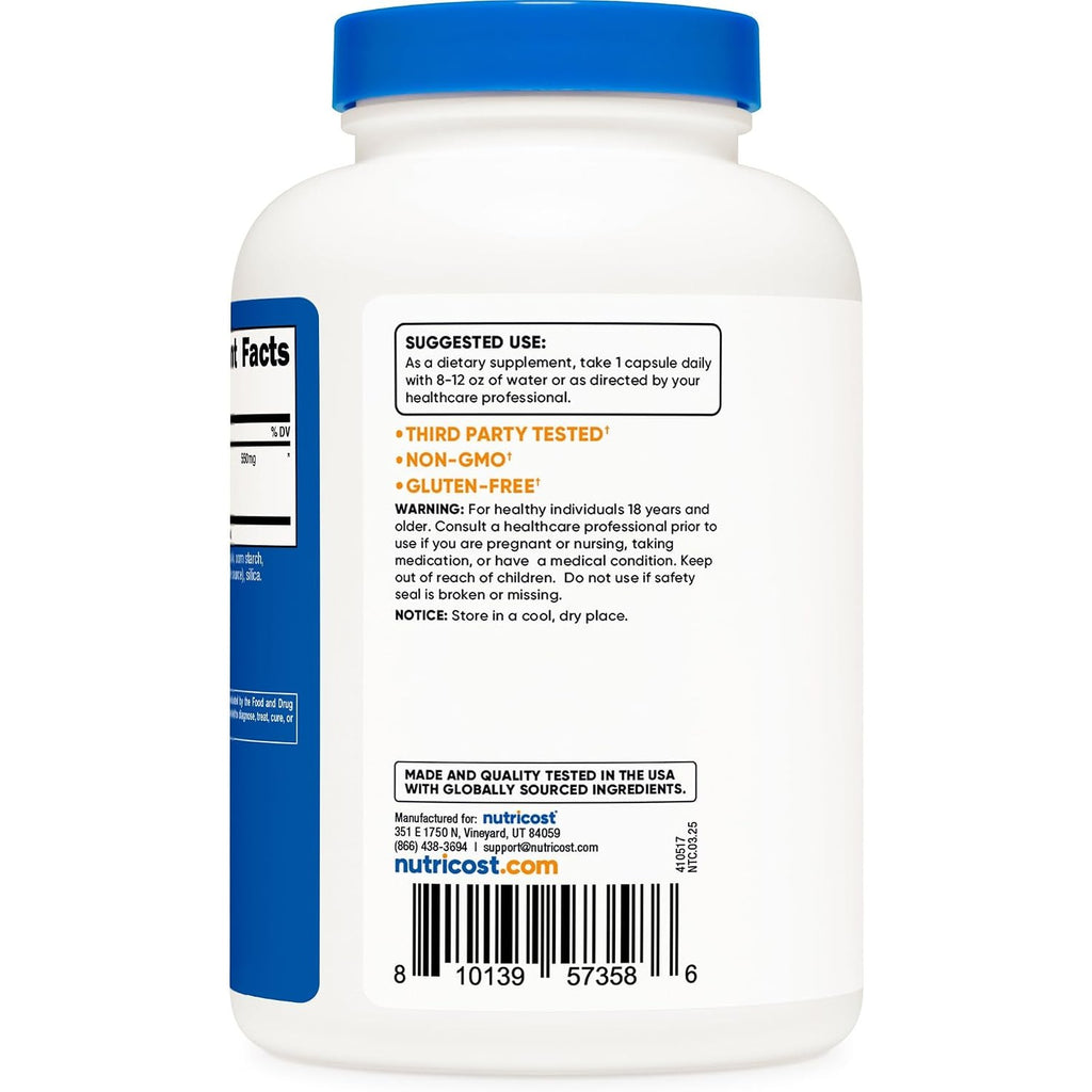 Nutricost Extracto de Raíz de Jengibre 550 mg 240 Cápsulas