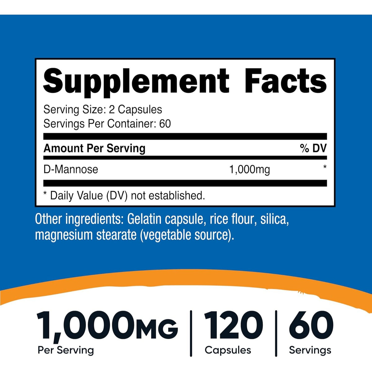 Nutricost D-Manosa 1000 mg 120 Cápsulas
