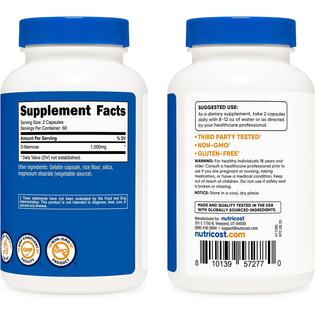 Nutricost D-Manosa 1000 mg 120 Cápsulas