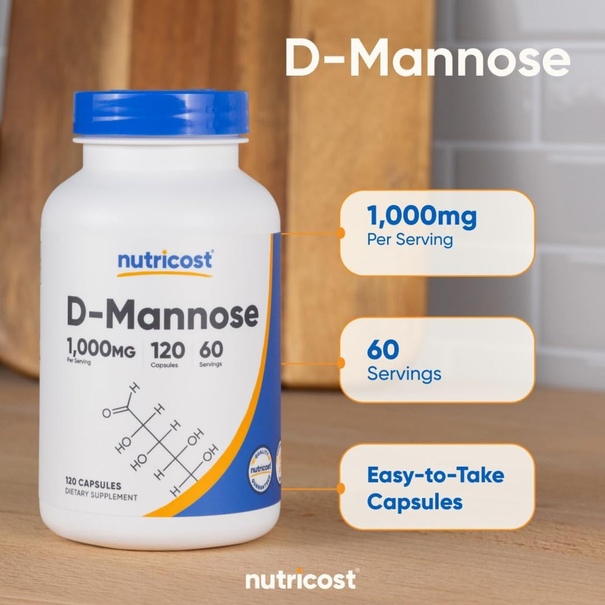 Nutricost D-Manosa 1000 mg 120 Cápsulas