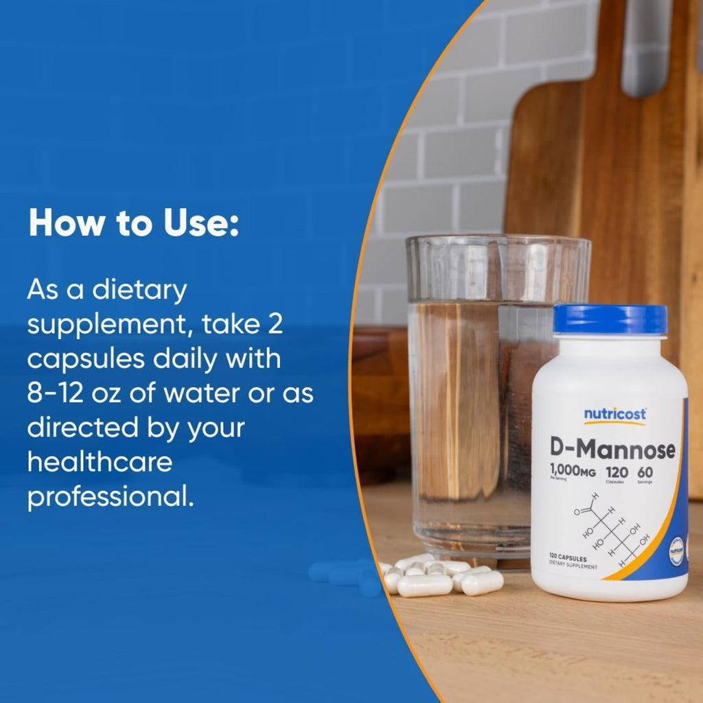 Nutricost D-Manosa 1000 mg 120 Cápsulas