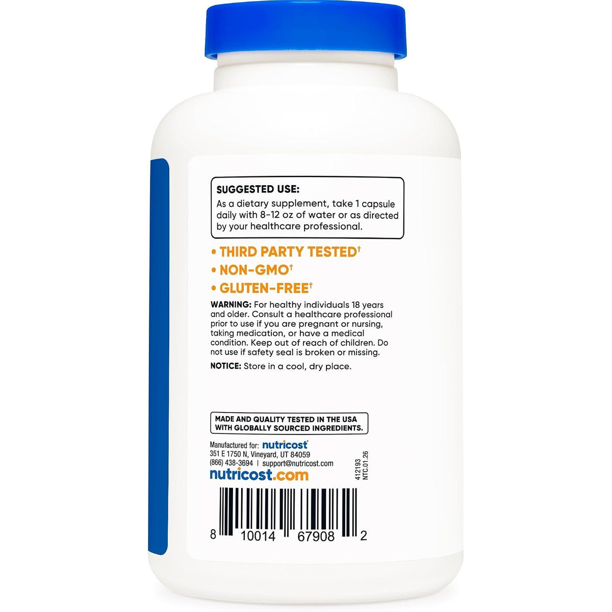 Nutricost Acetil L-carnitina 500 Mg 180 Cápsulas