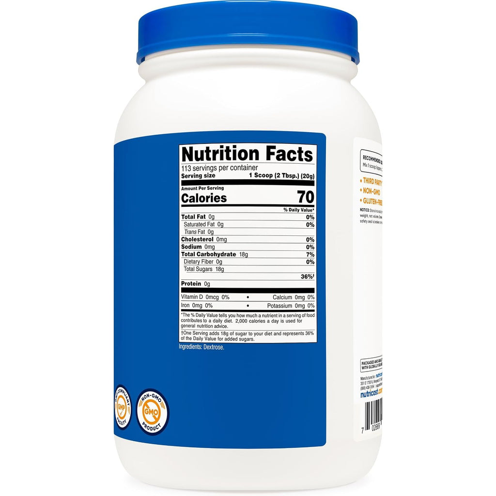 Nutricost Dextrosa en Polvo 2.27 kg (5 lb) 113 Porciones