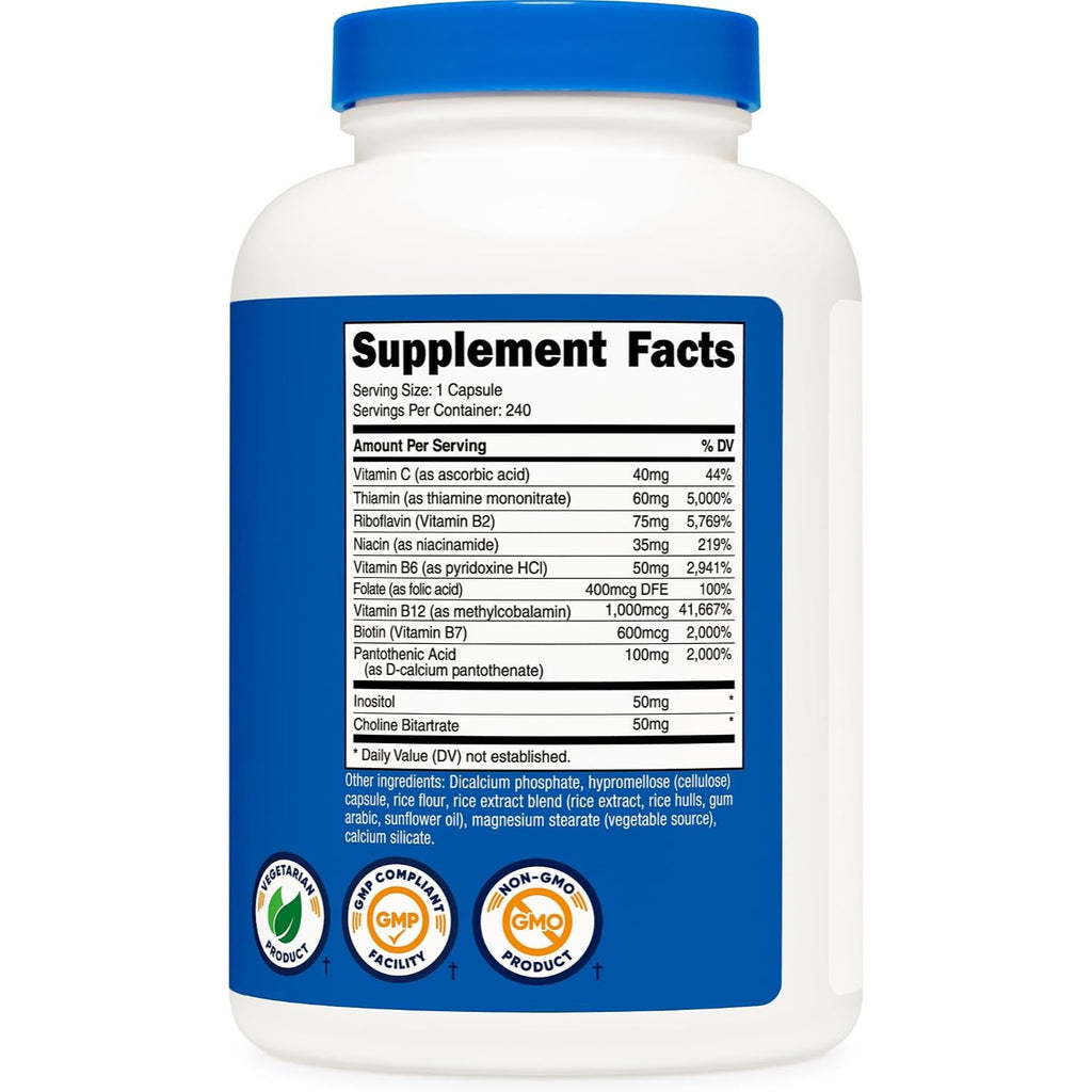 Nutricost Complejo de Vitamina B 460 mg 240 Cápsulas Vegetales