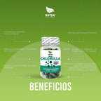 NATSA Chlorella 500 mg 100 Cápsulas | 1,000 mg por Porción | Alga Chlorella de Pared Celular Rota | 50 Porciones | Suplemento alimenticio