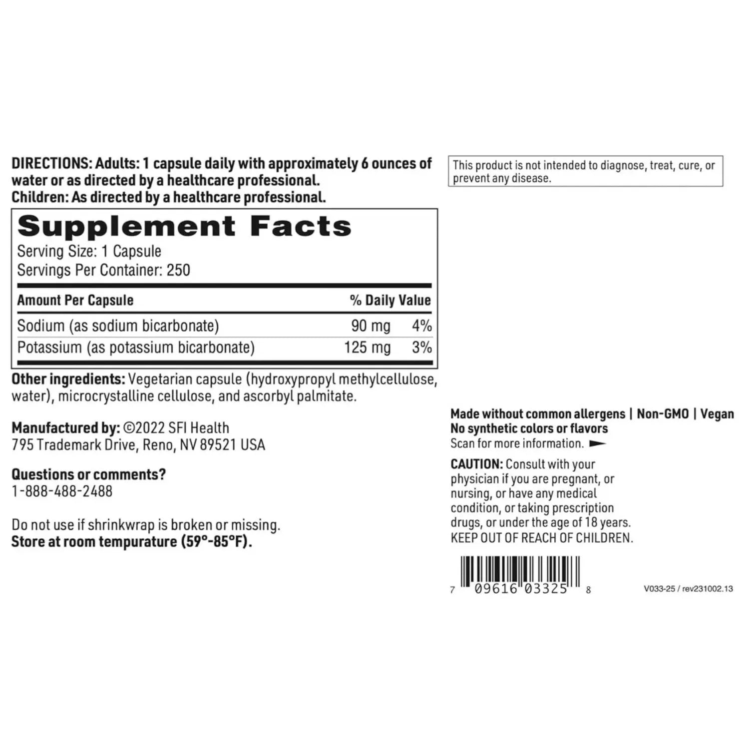 Klair Labs Bi-Carb Formula 250 caps sfn