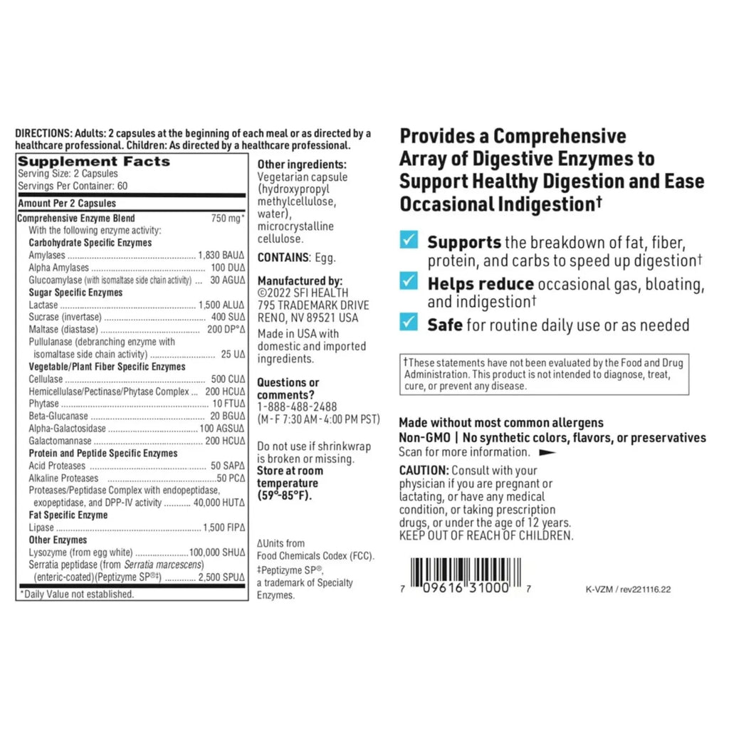 Klair Labs Vital-Zymes Complete 120 caps sfn
