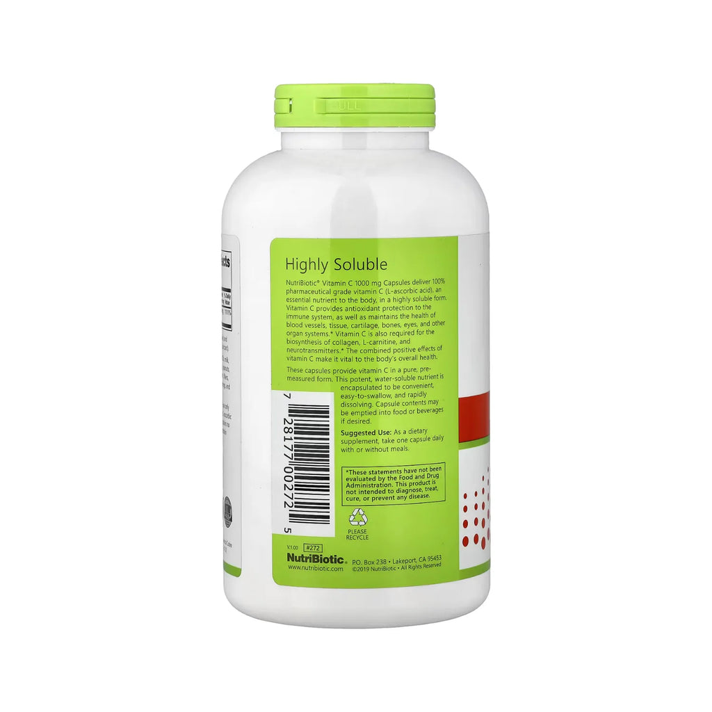 NutriBiotic Vitamin C 1000 mg 500 Capsulas.
