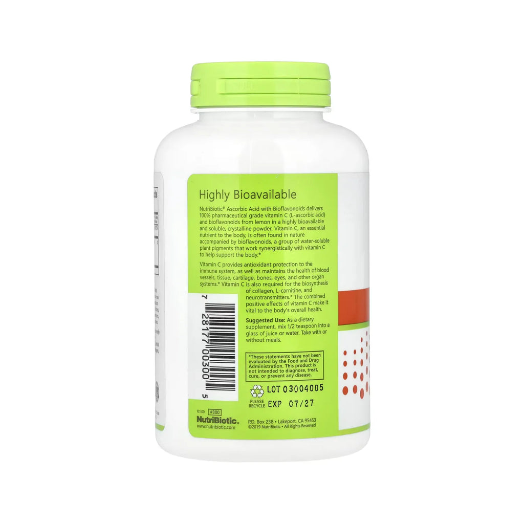 NutriBiotic Ascorbic Acid with Bioflavonoids 227g Polvo cristalino