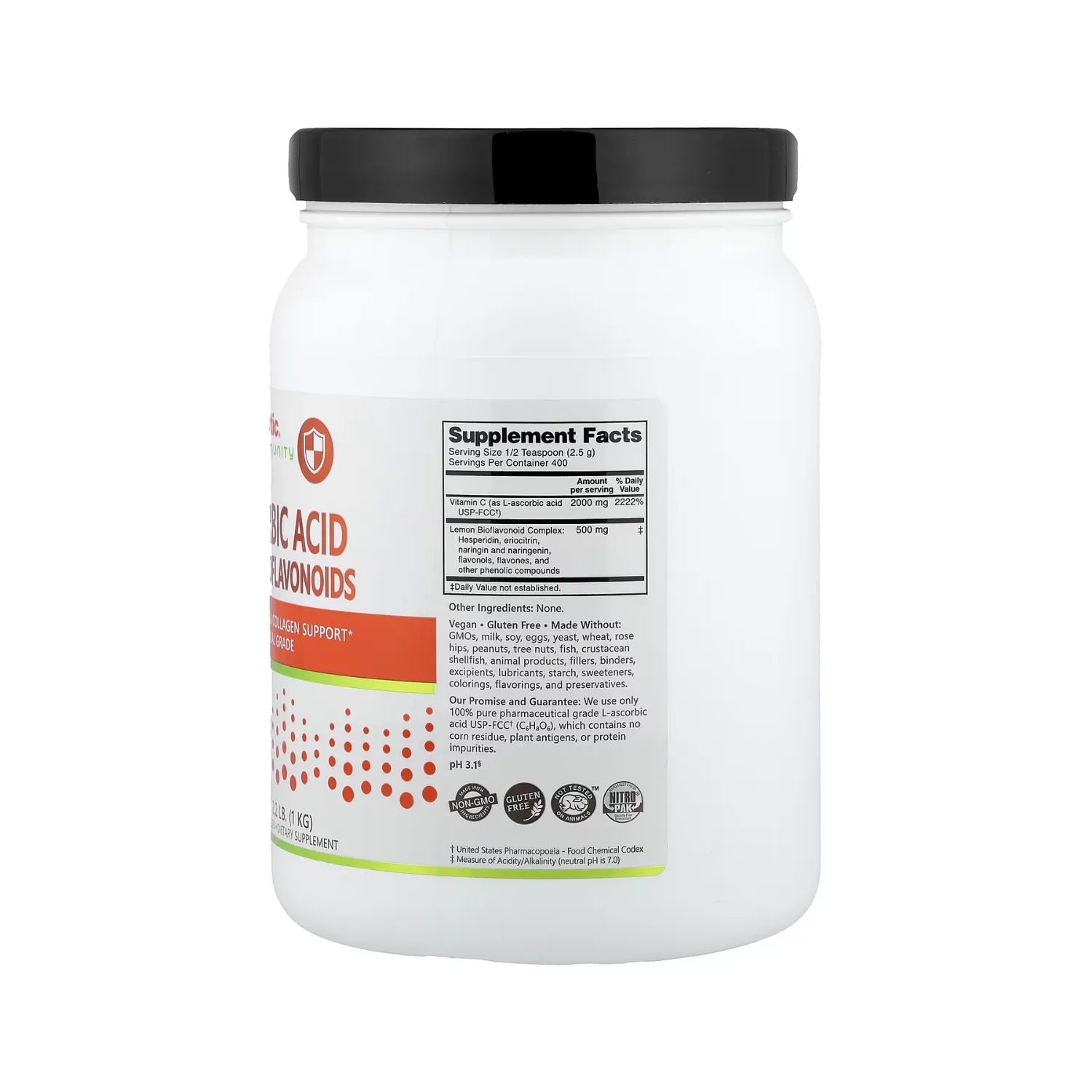 NutriBiotic Ascorbic Acid with Bioflavonoids 1kg (2,2 lb)