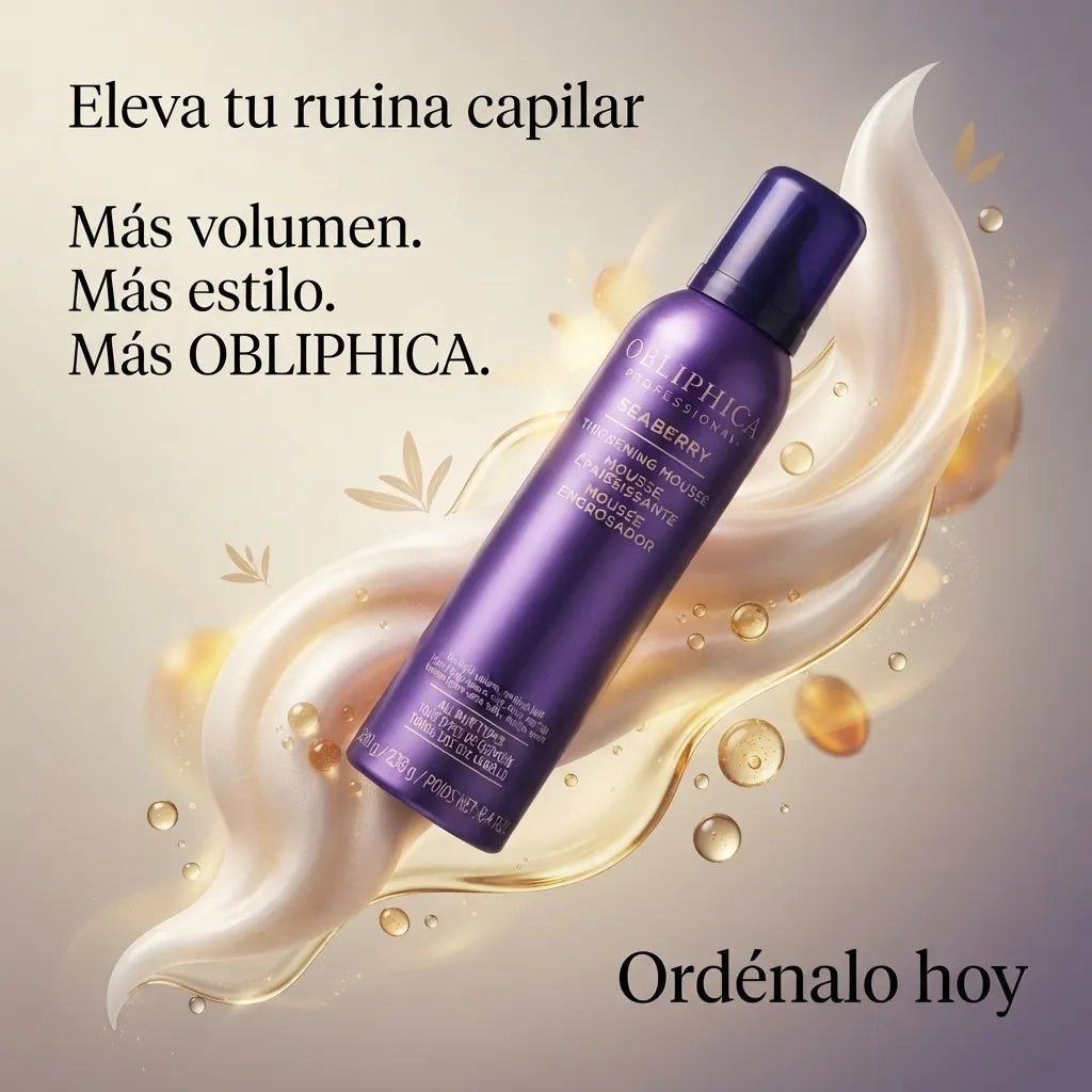 Seaberry Thickening Mousse 8.4 Fl Oz Obliphica Professional | Mousse Engrosador Profesional | Volumen, cuerpo y fijación media | Rejuvenecimiento inmediato para todo tipo de cabello | Estilizado capilar avanzado