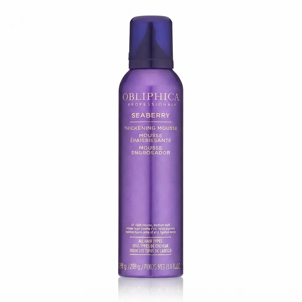 Seaberry Thickening Mousse 8.4 Fl Oz Obliphica Professional | Mousse Engrosador Profesional | Volumen, cuerpo y fijación media | Rejuvenecimiento inmediato para todo tipo de cabello | Estilizado capilar avanzado