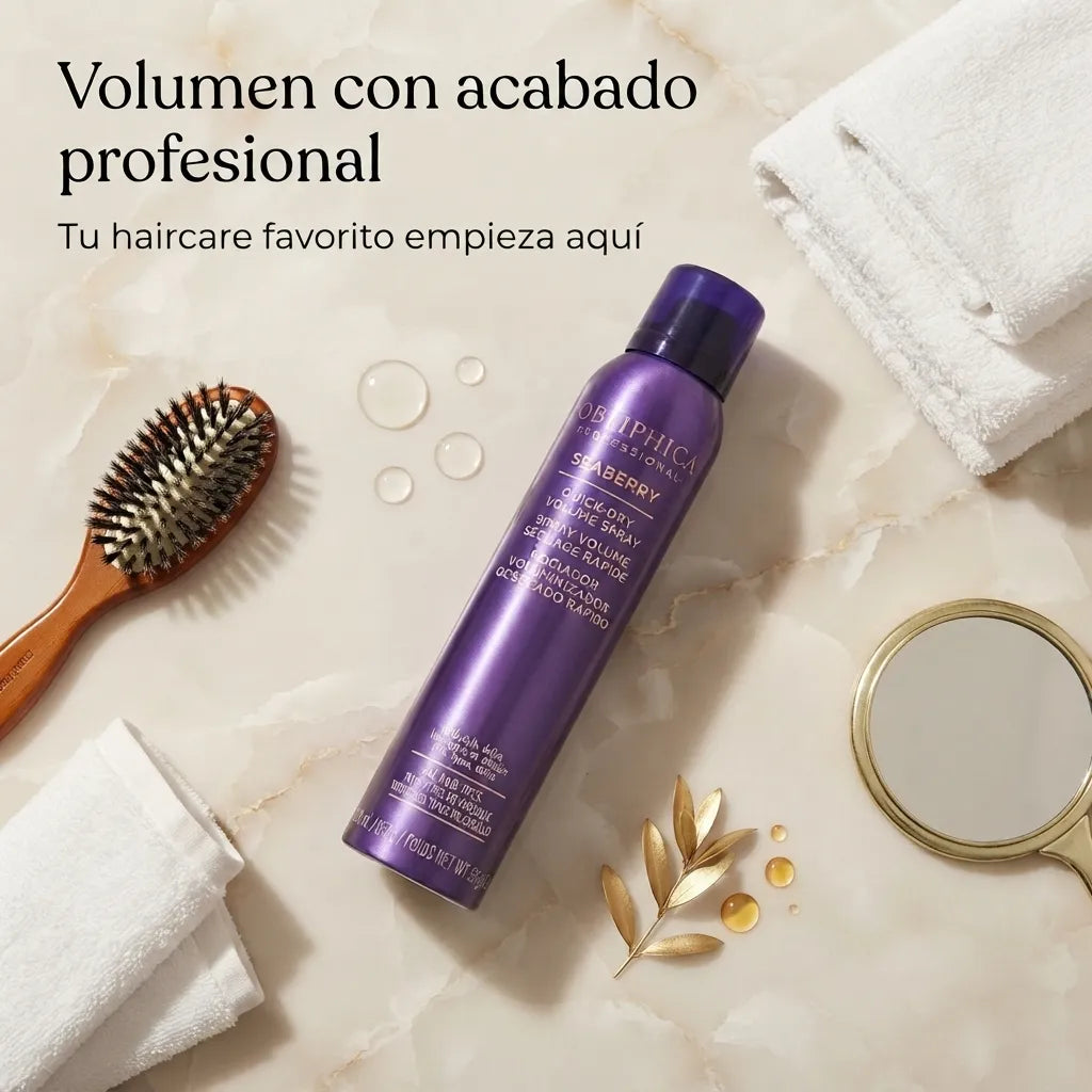 Seaberry Quick-Dry Volume Spray 250 ml Obliphica Professional | Rociador Voluminizador de Secado Rápido | Volumen, cuerpo y fijación ligera | Rejuvenecimiento inmediato para todo tipo de cabello | Estilizado capilar avanzado