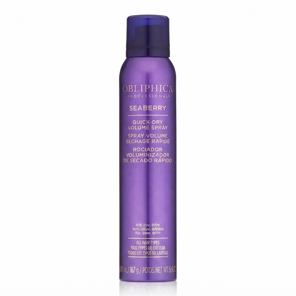 Seaberry Quick-Dry Volume Spray 250 ml Obliphica Professional | Rociador Voluminizador de Secado Rápido | Volumen, cuerpo y fijación ligera | Rejuvenecimiento inmediato para todo tipo de cabello | Estilizado capilar avanzado