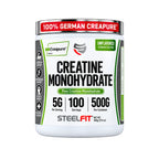 SteelFit Pure Steel Creatina Monohidratada Sin Sabor 500 g | 100 Servicios | 5 g de Creatina Creapure® por Porción | Apoyo a la Fuerza, Potencia y Rendimiento Deportivo | Suplemento alimenticio