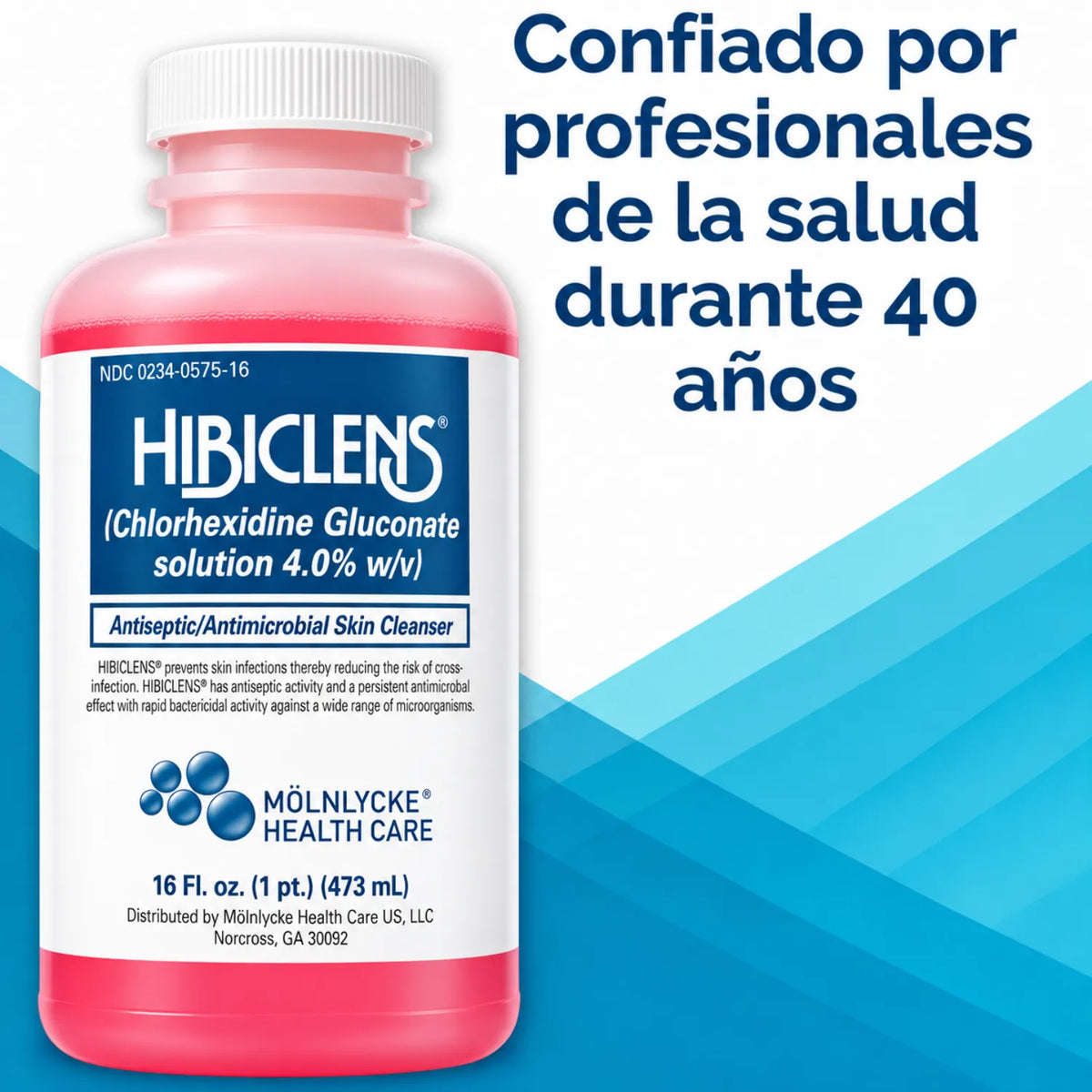 Hibiclens Jabón Líquido Antiséptico 16 fl oz / 473 ml | Limpieza antiséptica y antimicrobiana | Con clorhexidina al 4% | Ayuda a reducir bacterias en la piel | Limpiador antiséptico