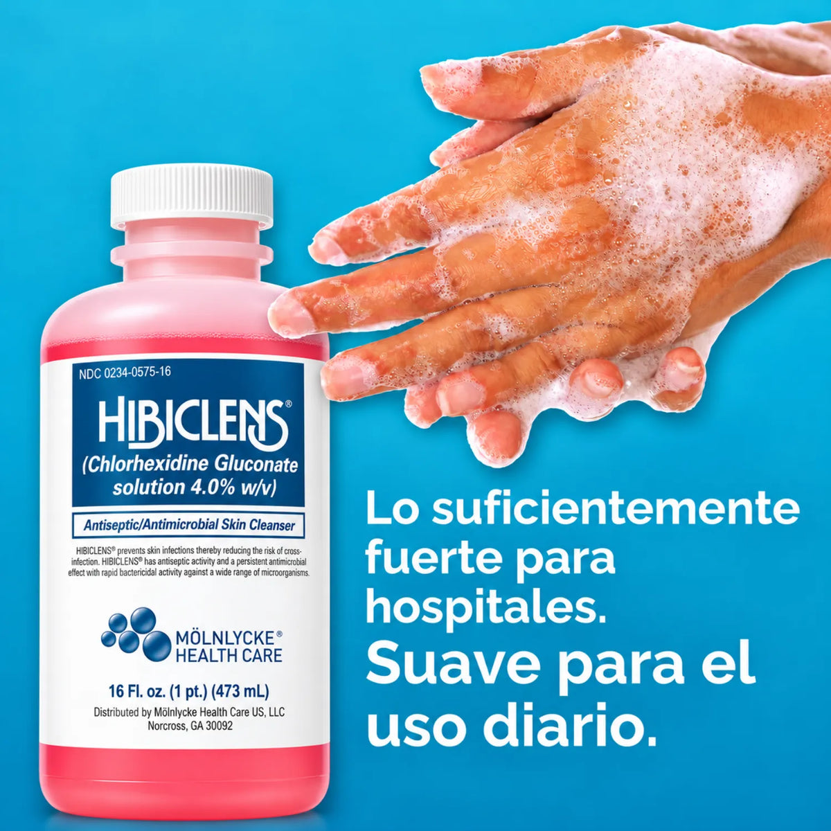 Hibiclens Jabón Líquido Antiséptico 16 fl oz / 473 ml | Limpieza antiséptica y antimicrobiana | Con clorhexidina al 4% | Ayuda a reducir bacterias en la piel | Limpiador antiséptico