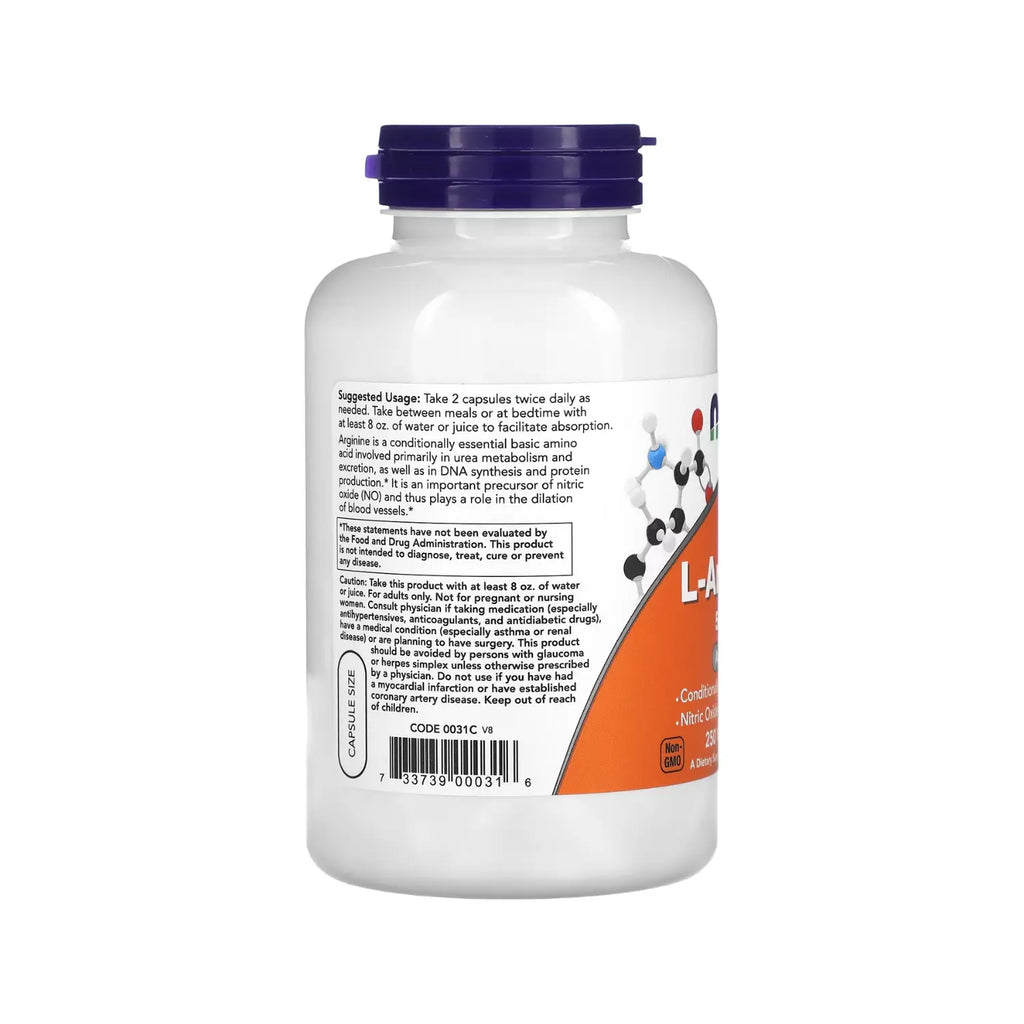 NOW FOODS L-ARGININA 500 MG 250 VCAPS SFN