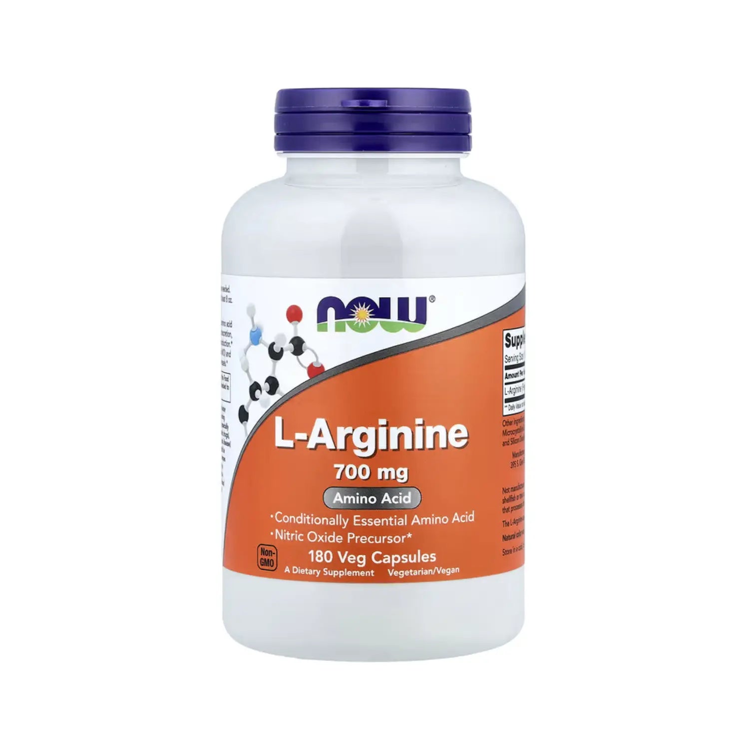 NOW FOODS SUPPLEMENTS, L-ARGININA 700 MG, PRECURSOR DE ÓXIDO NÍTRICO, AMINOÁCIDO, 180 CÁPSULAS VEGETALES