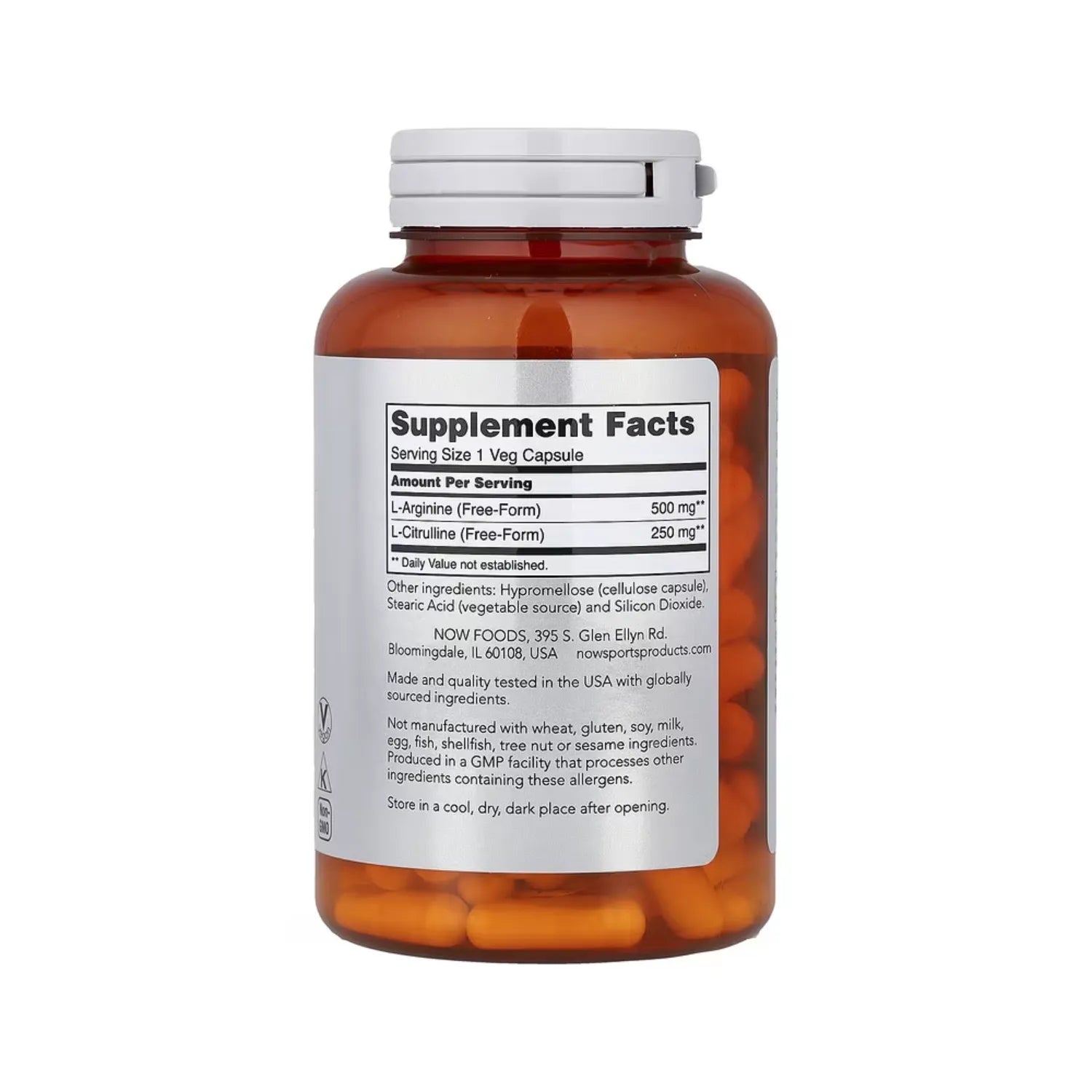 NOW FOODS ARGININA 500 MG & CITRULINA 250 MG 120 VCAPS SFN