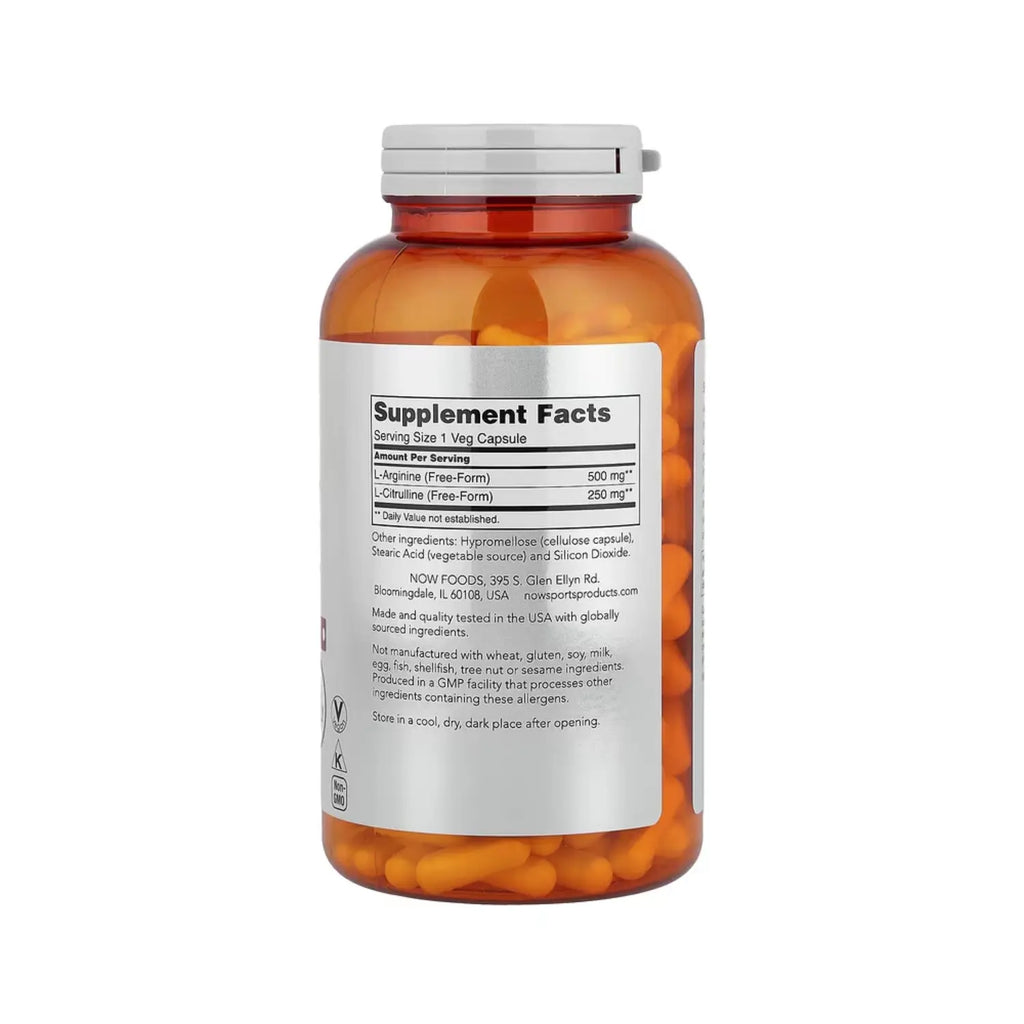 NOW Foods, Sports, Arginina y citrulina, 240 cápsulas vegetales SFN