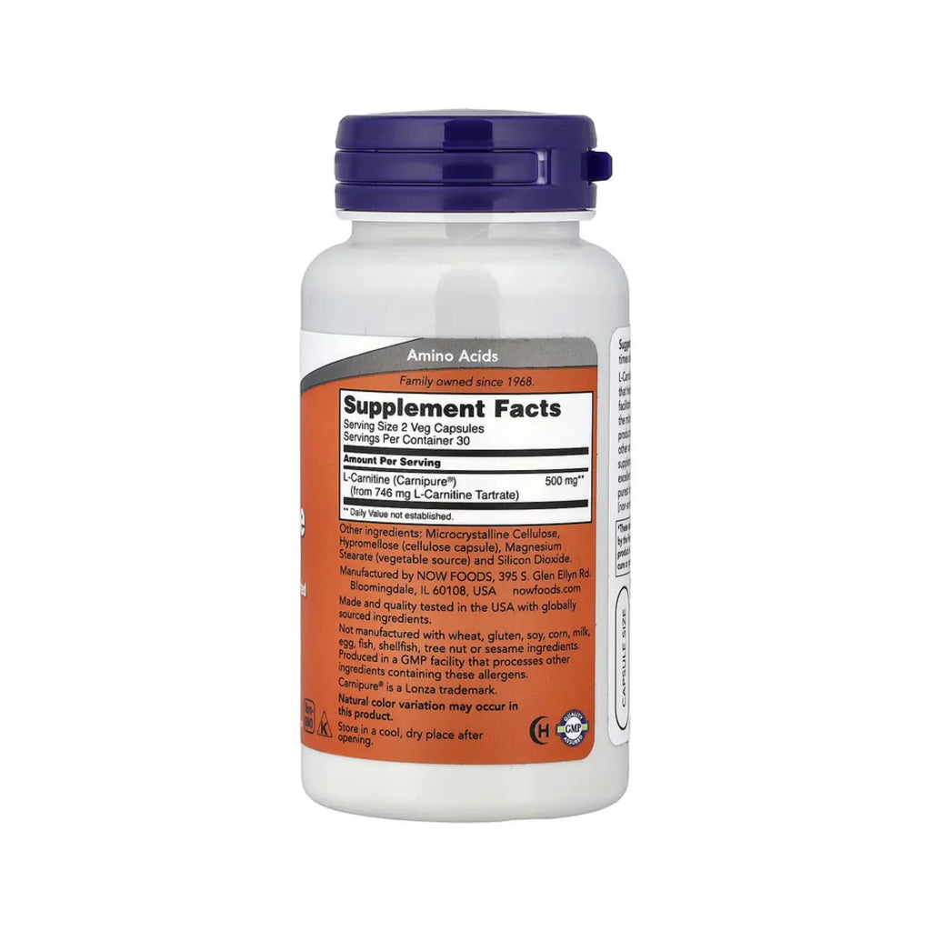 NOW FOODS L-CARNITINA 250 MG 60 CAPSULAS VEGETALES SFN