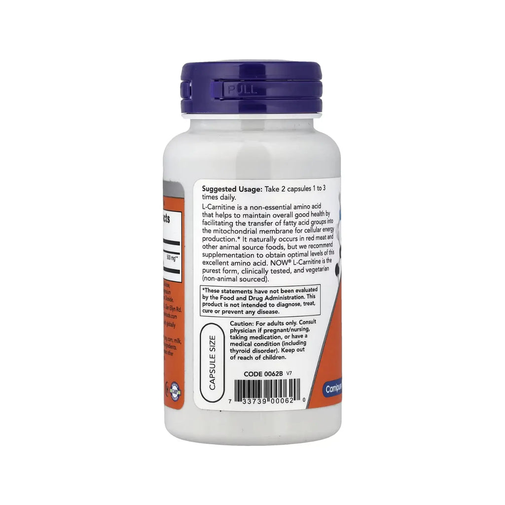 NOW FOODS L-CARNITINA 250 MG 60 CAPSULAS VEGETALES SFN