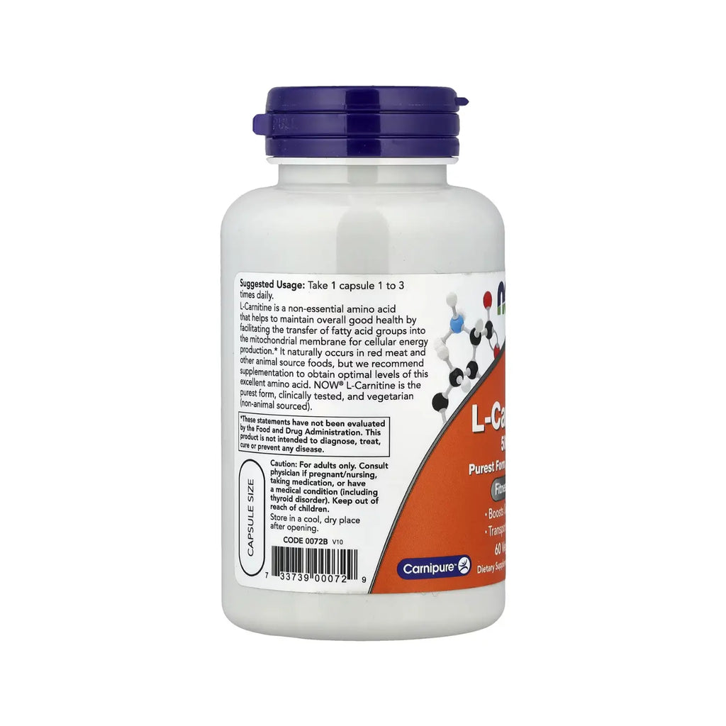 NOW FOODS L-CARNITINA 500 MG 60 VEG CAPS SFN