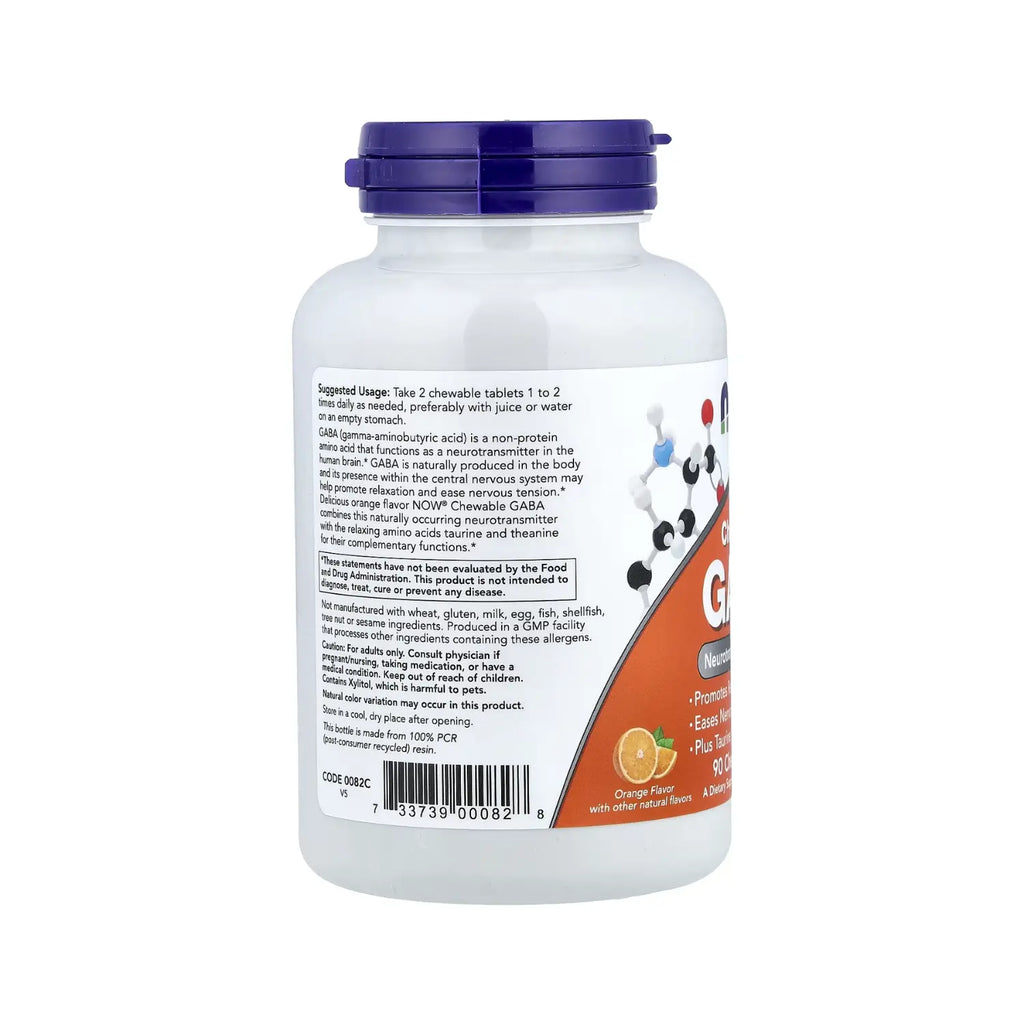 NOW FOODS GABA MASTICABLE 90 MASTICABLES SFN
