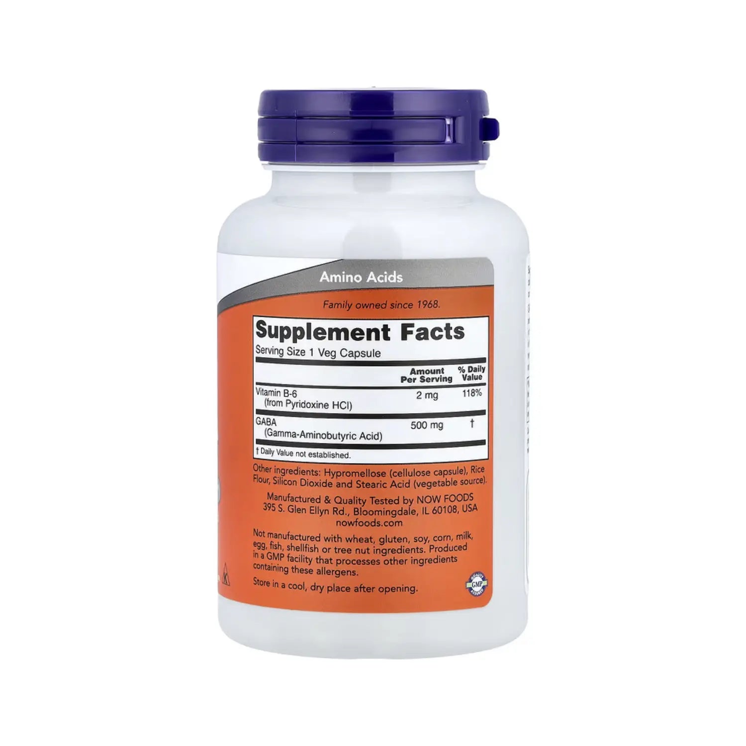 NOW FOODS GABA ACIDO GAMMA AMINOBUTIRICO 100CAPS 500MG SFN
