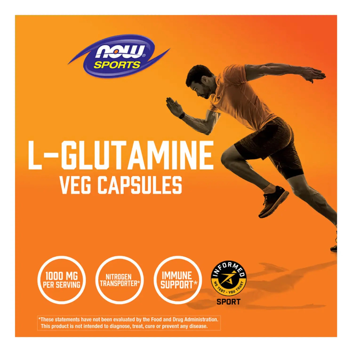 NOW Foods, Deportes, L-glutamina, 1000 mg, 240 cápsulas vegetales SFN