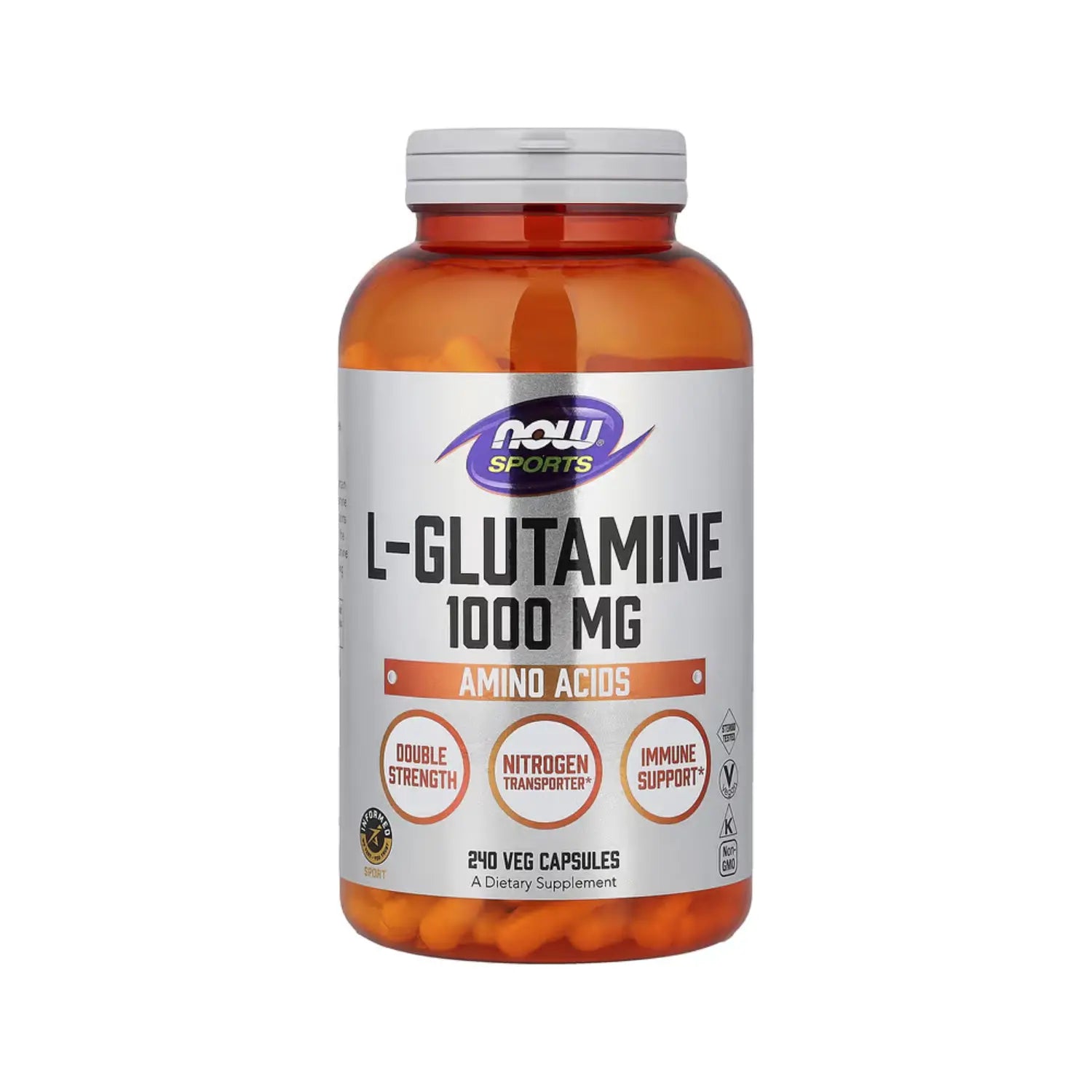 NOW Foods, Deportes, L-glutamina, 1000 mg, 240 cápsulas vegetales SFN