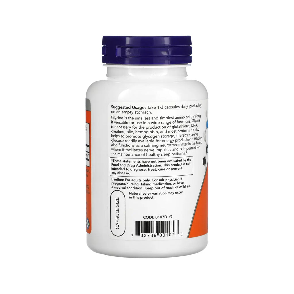 NOW FOODS GLYCINE GLICINA 1000MG 100VEGCAPS AMONIACIDOS SFN